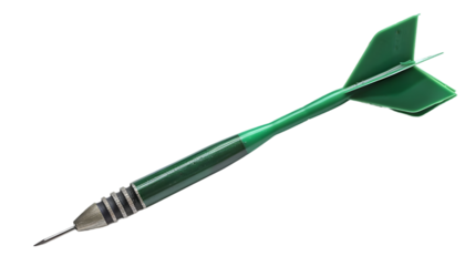 Green throwing dart isolated on a transparent background