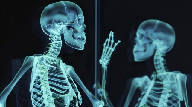 Experiment with scale and proportion to create a sense of depth in your X-ray inspired artwork , super realistic