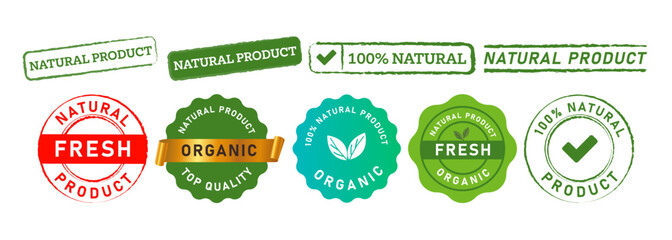 circle and rectangle stamp natural product label sticker sign for certificate healthy fresh organic
