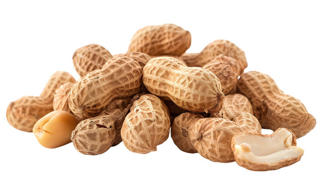 shelled peanuts isolated on a transparent background