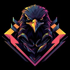 Eagle or hawk characters mascot guard concept illustration for e-sport gamer t-shirt, vector logo style, on isolated background