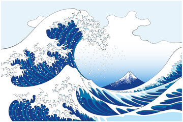 浮世絵　葛飾北斎　冨嶽三十六景 神奈川沖浪裏のイメージイラスト2