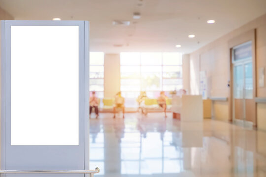 Mock up blank advertising billboard with copy space at clinic or hospital, commercial, marketing and advertising concept.