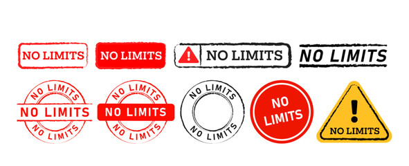 rubber stamp no limits label sticker sign for unlimited quote typography unlimited