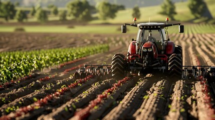 Fototapeta premium Agriculture and technology converge to revolutionize farming practices, enhancing efficiency, sustainability, and productivity across the agricultural landscape