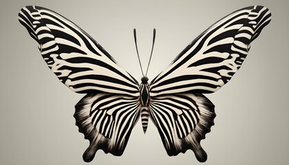 A Butterfly With Wings Patterned Like A Zebra Upscaled