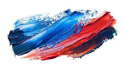 Grunge red blue brush strokes oil paint isolated on a transparent background