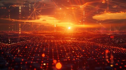 Digital background ideal for technological operations includes neural networks, AI, data transmission and encryption.