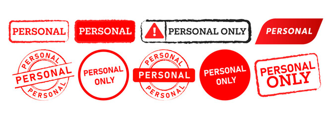 rubber stamp rectangle and circle shape label sticker for personal only authorized forbidden restricted access