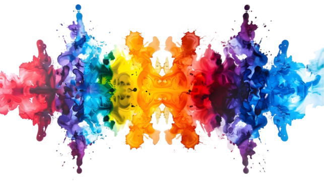 Photo colorful Rorschach inkblot test isolated on a transparent background