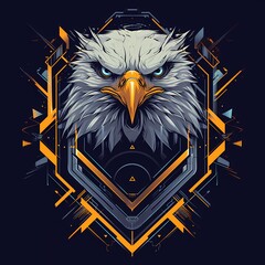 Eagle or hawk characters mascot guard concept illustration for e-sport gamer t-shirt, vector logo style, on isolated background