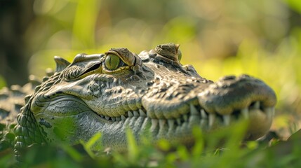 Fototapeta premium The Crocodile farm offers visitors a fascinating glimpse into the world of these ancient reptiles, behavior, and conservation efforts aimed at preserving their natural environments.