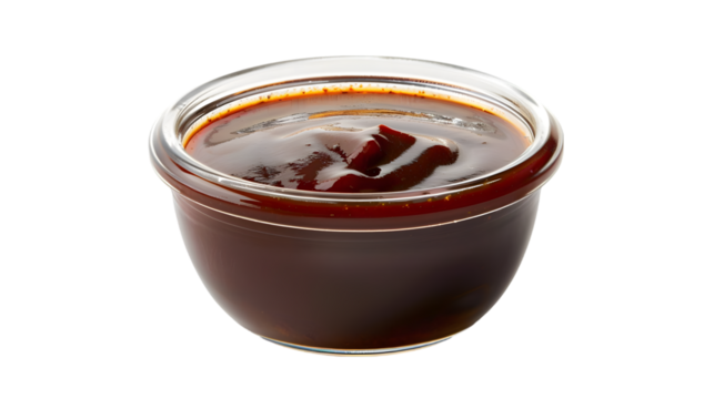 Sauce barbecue in glass jar isolated on a transparent background