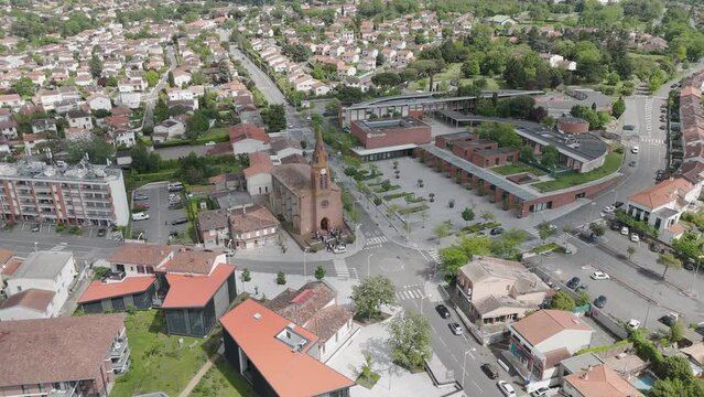 Aerial view of Church of St. Joseph in Balma, Toulouse, France