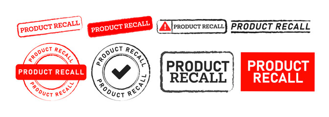 black and red rubber stamp label sticker product recall sign for business customer return product