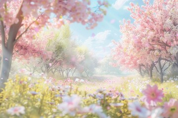 Cherry Blossoms in Morning Sunlight