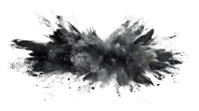 Black coal dust with effect fragments explosion isolated on a transparent background - Powered by Adobe