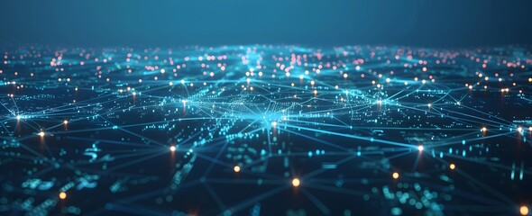Black City Night View with Network Connections and Data Transfer
