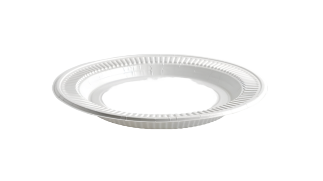 Disposable plastic plate isolated on a transparent background