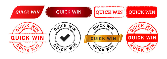 rubber stamp seal badge and button quick win sign for winner competition fast victory