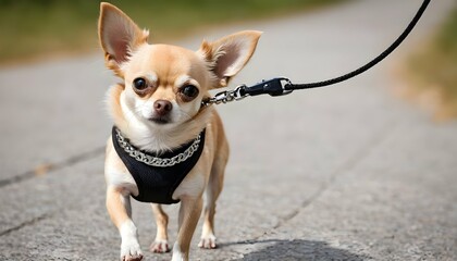 A Chihuahua Enjoying A Leisurely Stroll On A Leash Upscaled