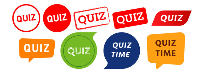 rubber stamp and speech bubble quiz label sticker for answer test education