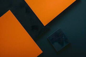 Minimalist Color Block Composition with Orange and Blue Gradient