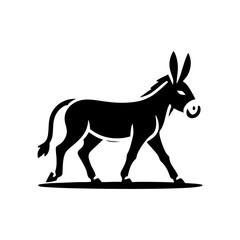 Donkey logo design vector illustration. Black Donkey vector logo