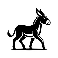 Donkey logo design vector illustration. Black Donkey vector logo