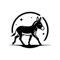Donkey logo design vector illustration. Black Donkey vector logo