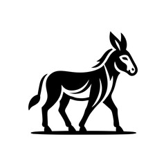 Donkey logo design vector illustration. Black Donkey vector logo