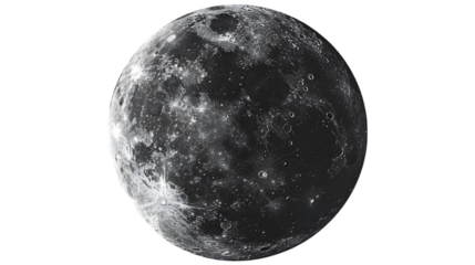 Moon hand draw, chalk sketching isolated on a transparent background