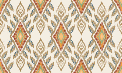 Hand draw Ikat floral paisley embroidery.Ikat ethnic oriental seamless pattern traditional.Aztec style abstract vector illustration.white background.great for textiles, banners, wallpapers, wrapping.