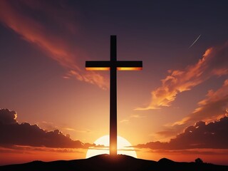 cross at sunset