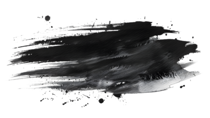 Photo black watercolor hand painted brush strokes isolated on a transparent background