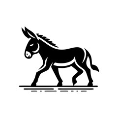 Donkey logo design vector illustration. Black Donkey vector logo