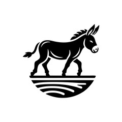 Donkey logo design vector illustration. Black Donkey vector logo