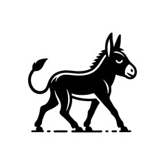 Donkey logo design vector illustration. Black Donkey vector logo