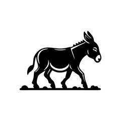 Donkey logo design vector illustration. Black Donkey vector logo