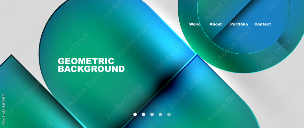 Poster Bright colorful squares with round elements minimal geometric background. Vector Illustration For Wallpaper, Banner, Background, Card, Book Illustration, landing page
