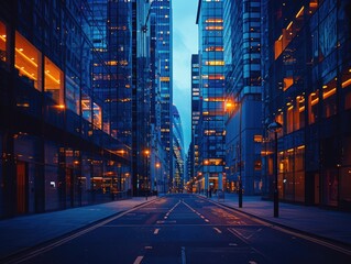 City skyscrapers at night