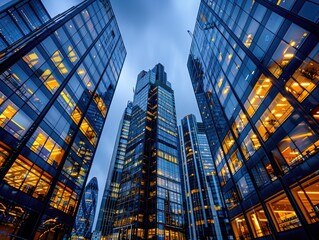 Fototapeta premium City skyscrapers at night