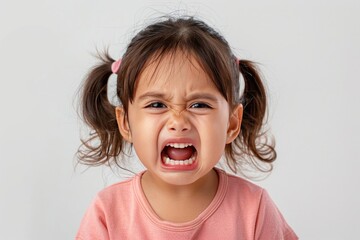 Crying Young Girl with Pigtails