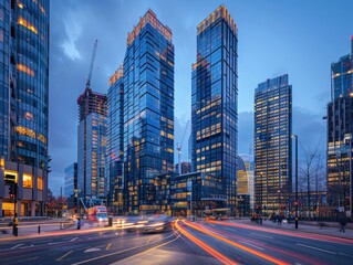 City skyscrapers at night