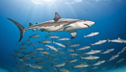 A Hammerhead Shark Hunting In A School Of Fish Upscaled 2