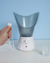Household electric facial steamer for cosmetic and medical facial treatments