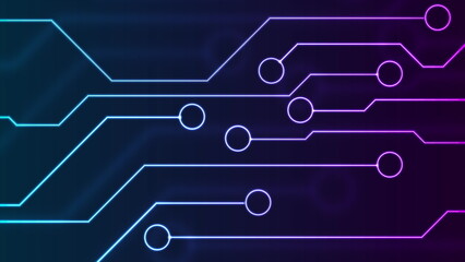 Abstract neon technology background with circuit board lines