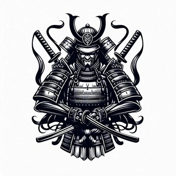 Japanese samurai design isolated on white background