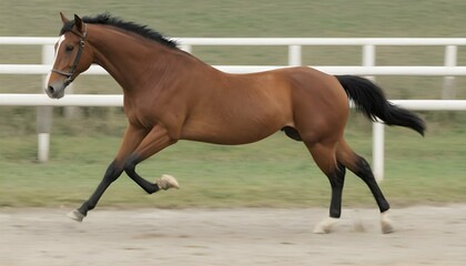 A Horse With Its Legs Extended Mid Stride