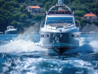 Naklejka premium White speedboats sailing in the sea